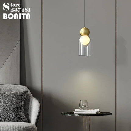 Suspension en verre transparent avec tête décorative en cuivre — LZ4X9P