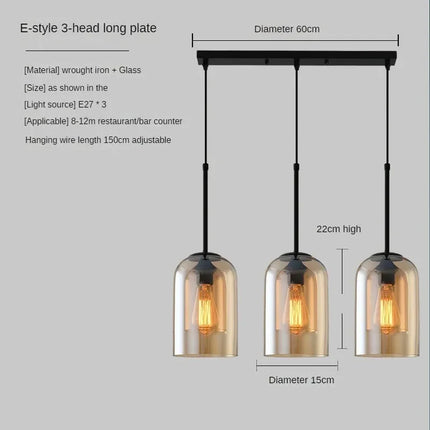 Suspension vintage en verre fumé pour loft et restaurant — LZ4X9P