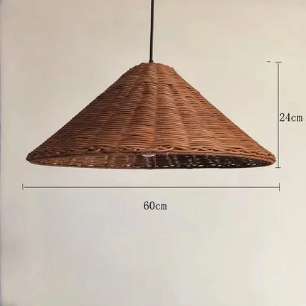 Suspension avec abat-jour rotin tricoté main design minimaliste — LZ4X9T