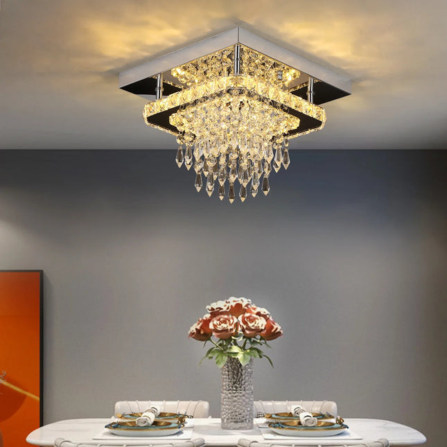 Plafonnier LED en cristal et acier inoxydable design — LZ4XJ9