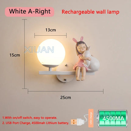 Applique murale rechargeable en résine décorative pour chambre d’enfant — LZ4X9T1