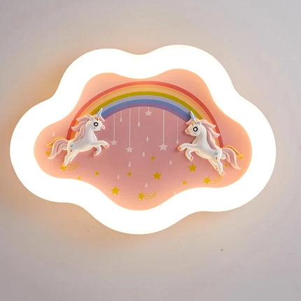 Lustre nuage avec arc-en-ciel et cheval pour chambre d’enfant — LZ4P9XQ