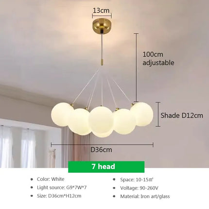 Lustre suspension moderne à boules blanches LED pour salon et salle à manger — LZ4X9Q