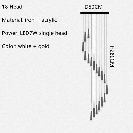Lustre LED minimaliste moderne pour escalier de duplex ou loft — LZ4X9P2