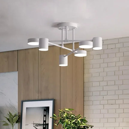 Lustre LED moderne semi-noir blanc et or pour salon et chambre — LZ4M9Q2