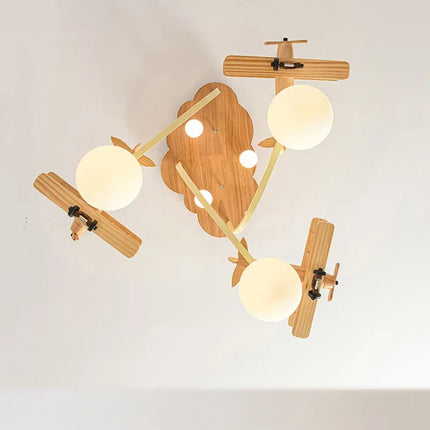 Plafonnier LED en bois forme avion pour chambre d'enfant — LZ4X9P