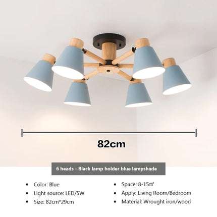 Lustre suspension nordique en bois massif pour hôtel et restaurant — LZ4P9X