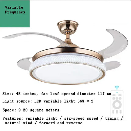 Plafonnier LED intelligent à pales rétractables au design moderne — LZ4X9T
