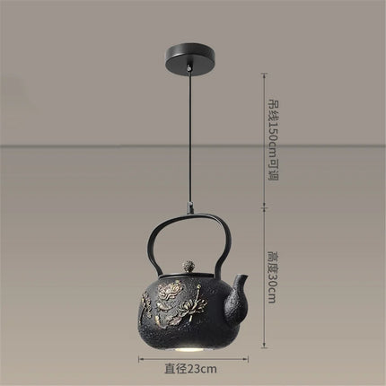 Asie du Sud-Est Rétro Vintage Résine Théière Suspension Led Lumières Cuisine Salle À Manger Loft Déco Pays Suspension Luminaire Design