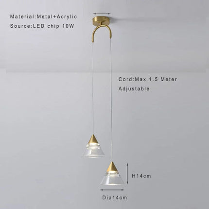 Suspension industrielle dorée avec abat-jour en cristal LED pour cuisine — LZ4X9P2Q
