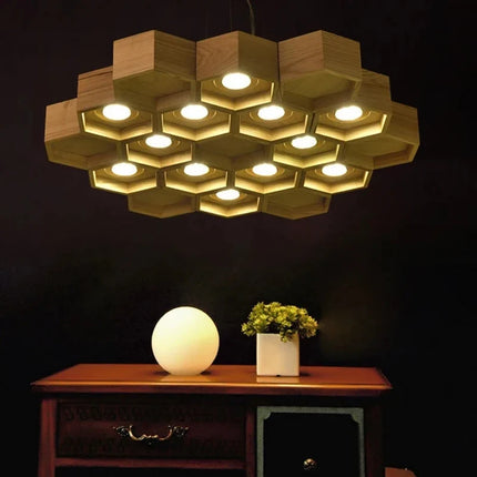 Suspension design nid d’abeille en bois et acrylique pour intérieur — LZ4X9Q7B