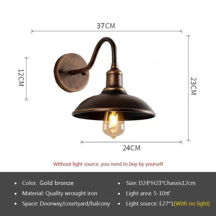 Applique murale vintage étanche pour extérieur E27 balcon jardin couloir — LZ4X9T