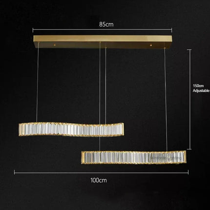 lustre led en bande de cristal design moderne simple et créatif