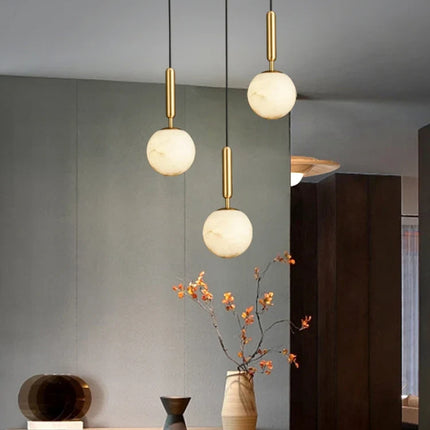 Lustre rond en cuivre minimaliste avec marbre — LZ4X9P2