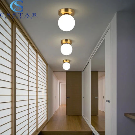 Plafonnier rond boule en verre LED pour salon et couloir — LZ4X9P
