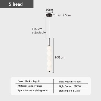 Suspension en verre nordique LED cuivre vent gourde 3-8 tête chevet suspendu décor lampe pour étude chambre salon éclairage