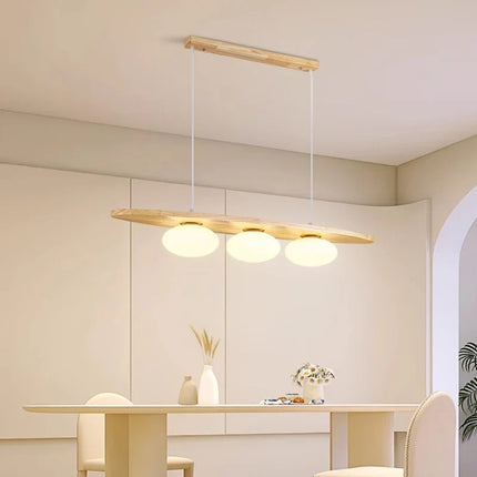 Lustre en bois massif avec suspension en verre artistique — LZ4X9T