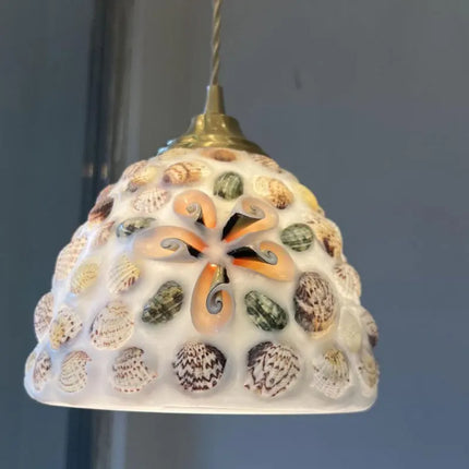 Suspension Tiffany en verre coquille LED style méditerranéen — LZ4X9P2N