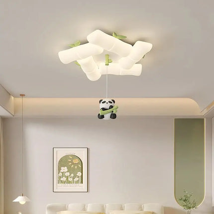 Plafonnier en bambou motif panda pour chambre enfant et maternelle — LZ4X9J