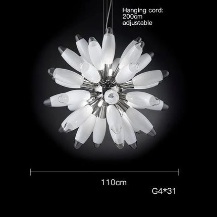 lustre à led design avec abat-jour en verre élégante finition brillante