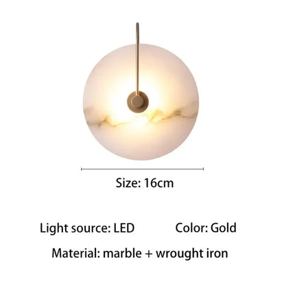 Applique murale LED marbre moderne luxe noir or