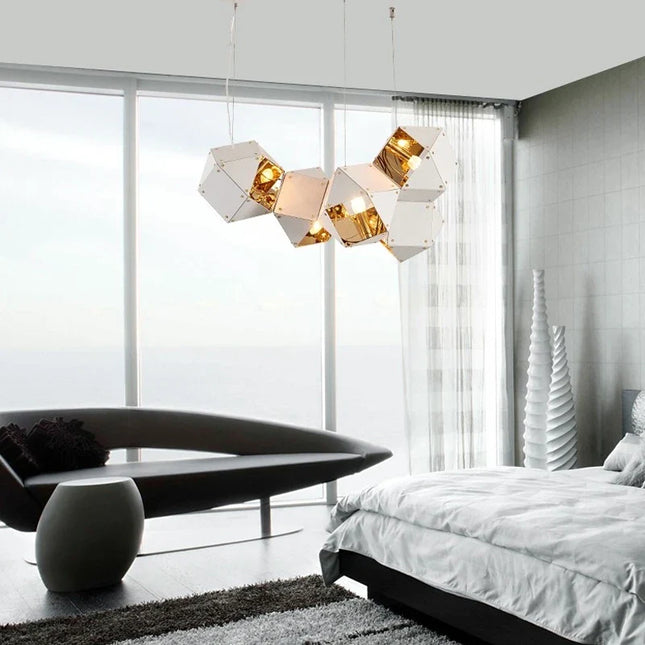 suspension led cube art déco style assorti 	 saison