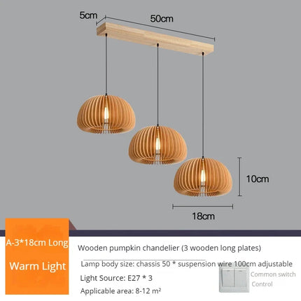 Suspension artisanale en bois forme citrouille pour décoration — LZ4X9T2