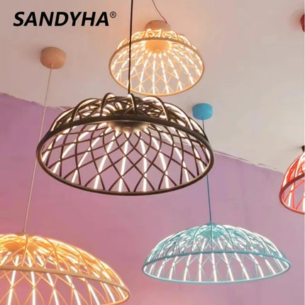Suspension moderne en corde tressée avec éclairage LED décoratif — LZ4X9P