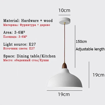 Suspension nordiques lampes suspendues industrielles luminaire d'intérieur pour salon salle à manger cuisine décor noir blanc suspension