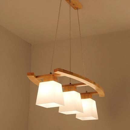 Lustre suspension bois créatif à trois têtes pour café et restaurant — LZ4X9M