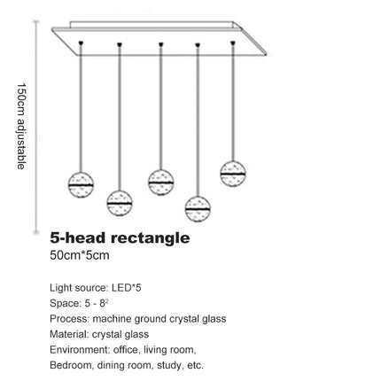 lustre en cristal moderne avec boule tournante led suspendue