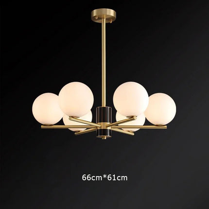 Suspension luxe en cuivre doré avec globes en verre blanc — LZ4X9P2
