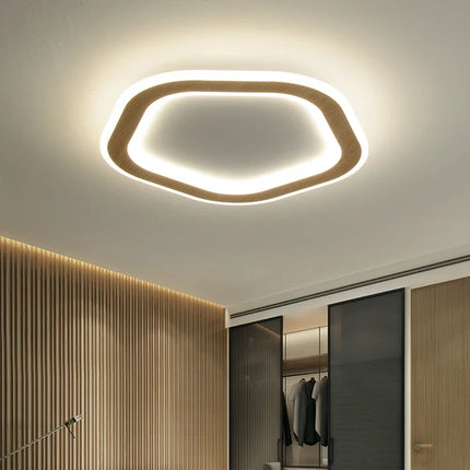 Plafonnier LED ultra-mince en bois massif style nordique moderne — LZ4X9P2Q