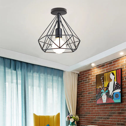 Plafonnier LED style industriel avec cage en métal vintage — LZ4T9Q2N