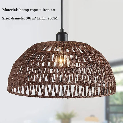 Lustre suspension en corde de chanvre style japonais — LZ4X9P