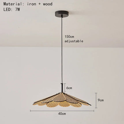 Suspension japonaise en bois forme pétale pour intérieur chaleureux — LZ4F7XQ