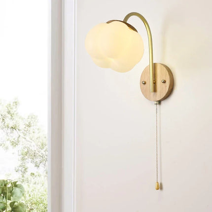 Applique murale nordique en bois avec cordon et interrupteur en coton — LZ4X9V