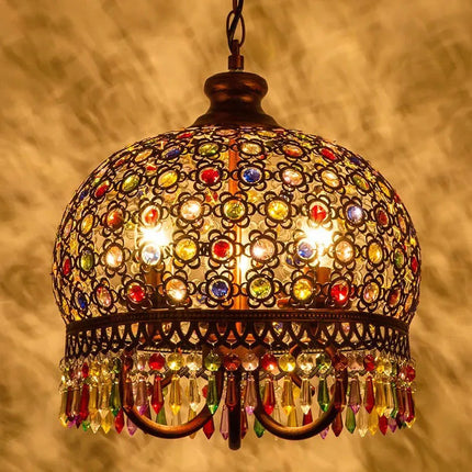 Lustre suspension style bohème vintage en vitrail romantique pour café — LZ3F9XQ