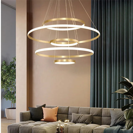 Lustre nordique moderne avec anneau lumineux et télécommande — LZ4X9P2