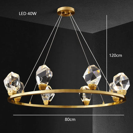 Lustre LED en laiton et cristal doré pour décoration intérieure — LZ4G7M2