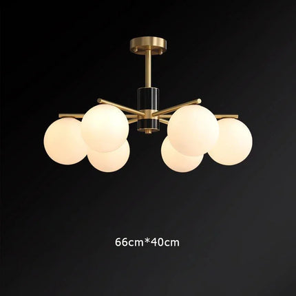 Suspension luxe en cuivre doré avec globes en verre blanc — LZ4X9P2
