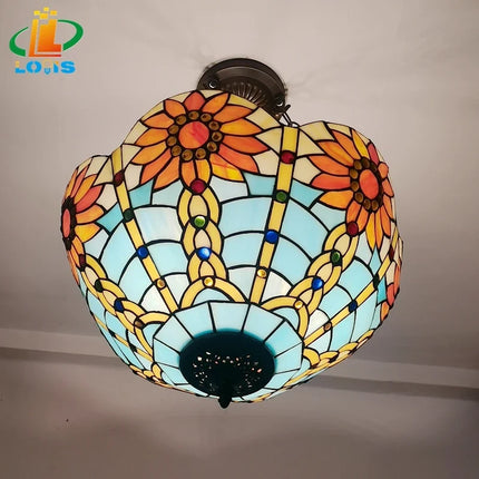 Lustre inversé style Tiffany en verre antique pour intérieur — LZ4G7XQ
