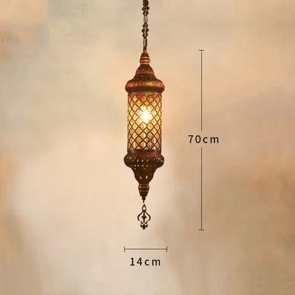 Lustre industriel rétro en fer avec verre coloré pour établissements asiatiques — LZ7XQ2