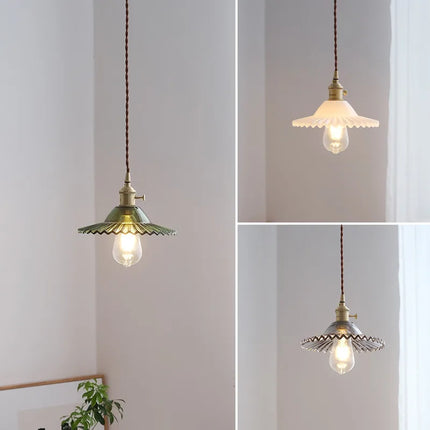 Suspension vintage en verre et laiton style nordique — LZ4X9P2