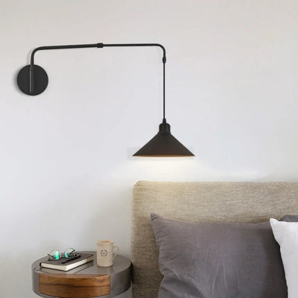 Applique murale industrielle télescopique en métal noir minimaliste — LZ4X9T