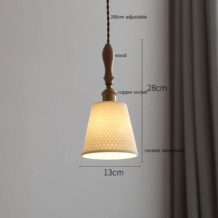 Suspension japonaise vintage en céramique et bois de frêne — LZ4X9P7