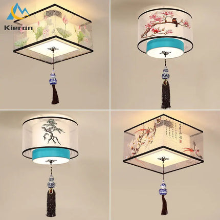 Plafonnier LED moderne motif lotus et oiseau pour hôtel et KTV — LZ4X9T