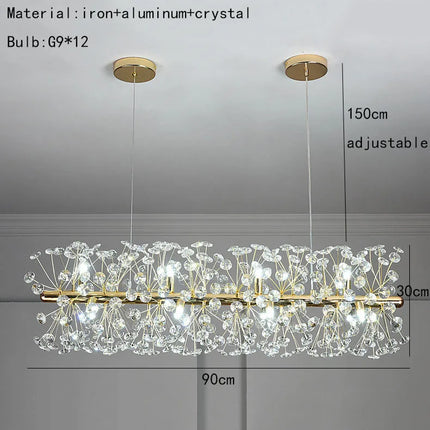 Lustre rond LED en cristal motif pissenlit lumineux — LZ4X9T1