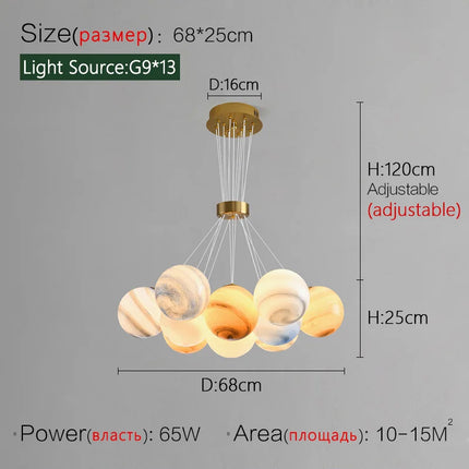 Lustre suspension nordique LED forme bulle planète lune — LZ4X9P2