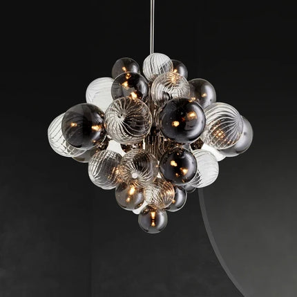 Lustre suspension nordique en fer et bulles de verre — LZ4X9T